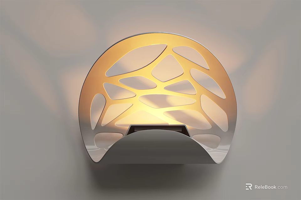 Modern Gold And Silver Wall Lamp With Hollow Out Design And Warm Illumination 3d model 