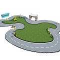 Children's play area outdoor kart track venue children's balance car track balance car track racing kart parent-child activities roadblock 3d model