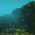 Breathtaking Underwater Natural Landscape With Lush Marine Vegetation Corals And Countless Floating Air Bubbles
