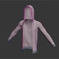 White Hooded Cardigan with Open Front and Long Sleeves for Casual Daily Wear