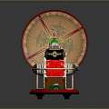 Colorful Toy Ferris Wheel with Red Base Orange Wheel Green Yellow Decorations and Small Cabins