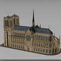 Intricate Historical Gothic Building Model With Spire Rose Window And Flying Buttresses