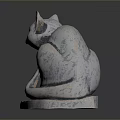 Two Decorative Cat Statues One Gold And One Silver Sitting Side By Side 3d model