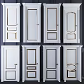Elegant Modern Flush Doors Interior Design Featuring Decorative Panels And Gold Accents 3d model
