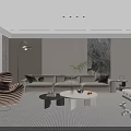 Elegant Modern Living And Dining Room Interior Design With Cozy Soft Furnishings And Warm Lighting