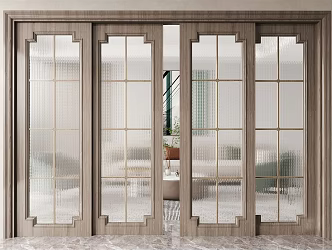 New Chinese style sliding door glass sliding door 3d model