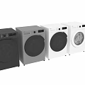 Modern Household Electrical Appliance Front Load Washing Machine in Black and White Colors
