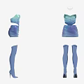 Stylish Gradient Strapless Dress With Thigh High Boots Fashion Outfit