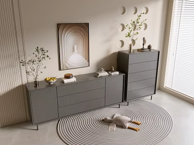 Modern Black Cabinet Side Cabinet Bucket Cabinet Low Cabinet Whole Cabinet Side Cabinet Balcony Cabinet Locker Entrance Cabinet 3d model
