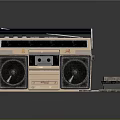Classic Vintage Boombox Electronic Radio With Cassette Tapes And Retro Design