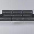 Modern Black Leather Sectional Sofa With Stitched Details And Multiple Seats 3d model