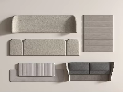 Sofa Components Various Shapes Gray Fabric Upholstered Parts For Furniture Design 3d model
