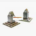 Vintage Miniature Pyramid Models With Textured Surface And Decorative Bases