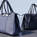 Elegant Navy Blue Leather Handbags With Structured Design And Top Handles