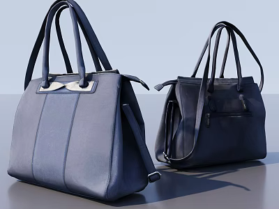 Elegant Navy Blue Leather Handbags With Structured Design And Top Handles 3d model