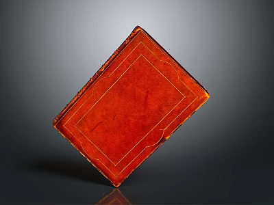 Handcrafted Book Shaped Sculpture Carving With Red Leather And Golden Border 3d model