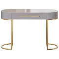 Modern Gray Dressing Table With Gold Metal Legs And Sleek Drawer Design