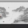Businessman Interacting With Large Digital Screen Showing Clouds And Pixelated