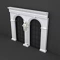 Ornate White Arched Doorways With Classical Design And Central Cherub Statue 3d model