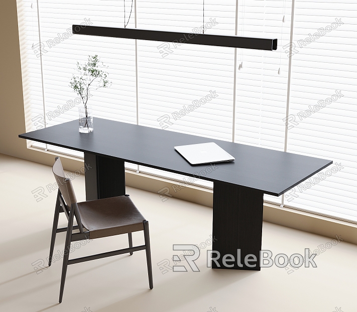 Desk and Chair Combination Desk Dining Chair Chandelier Venetian Blinds model