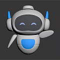 Cute 3D Robot Character In White Blue With Smiling Face And Cartoon Design