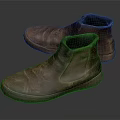 Brown High Top Leather Shoes With Vintage Distressed Design And Light Rubber Sole
