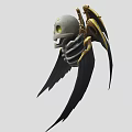 Game and Movie Character Skeleton Skull With Yellow Eyes Black Wings And Golden Decorations
