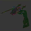 Futuristic Teal Spaceship 3D Model With Glowing Green Lines And Intricate Design