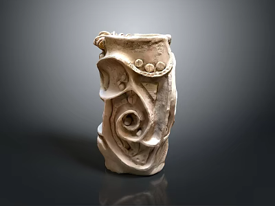 Sculpture Carving With Intricate Spiral Patterns Curled Details And Artistic Handcrafted Design 3d model