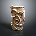 Sculpture Carving With Intricate Spiral Patterns Curled Details And Artistic Handcrafted Design