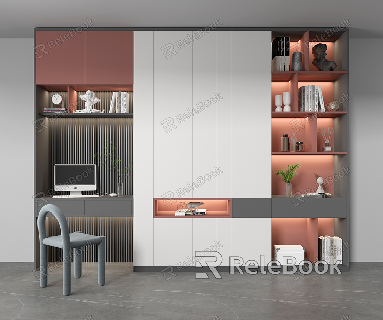 Modern bookcase decoration combination model