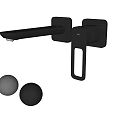 Modern Black Wall Mounted Faucet With Sleek Spout And Control Panel Design