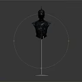 Detailed Warrior Armor Featuring Blue Feather Helmet and Scaly Breastplate Design