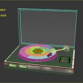 Hi Fi Turntable With Transparent Cover Black Vinyl Record And Colorful Label