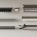 Traditional Chinese Architectural Components Featuring Roof Eaves Tiles And Carved Details