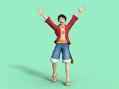 Modern anime character Luffy 3d model