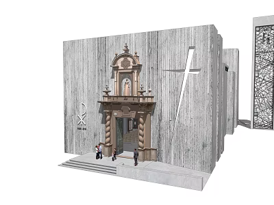 European-style church clear water concrete concrete concrete chair public space 3d model