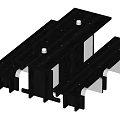 Modern Black Dining Table Set With Modular Design And Benches 3d model