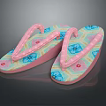 Cute Floral Print Flip Flops with Pastel Pink Straps and Colorful Accents