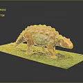 Colorful Dinosaur Toy Model With Red Orange Gray Spikes On Green Mat Reflective Surface