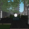 Residential Garden Landscape Among High Rise Apartment Buildings With Green Space