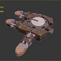 Mechanical Robotic Device Featuring Multiple Arms Brown Orange Parts And Central Silver Disc 3d model