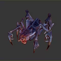 Blue Spider Like Game Monster Character With Red Eyes And Sharp Claws 3d model