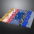 Colorful Segmented Zones Layout With Crowded People Distribution Scene