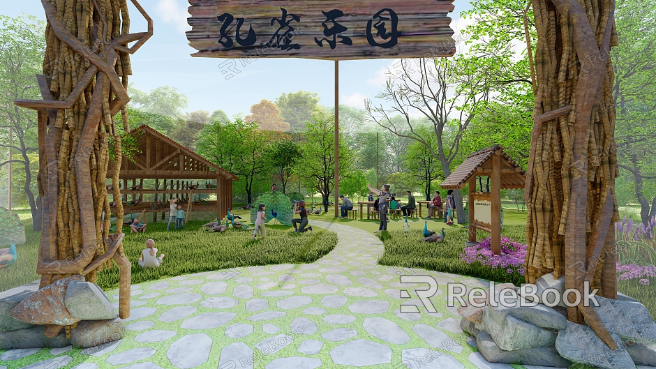 New Chinese Zoo Peacock Paradise model