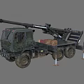 Military Camouflage Truck Equipped With Crane And Cargo Boxes On Flatbed