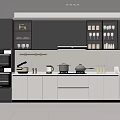 Modern Kitchen Interior With Gray White Cabinets And Stainless Steel Appliances