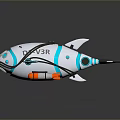 3D Model Of DEV3R Mechanical Fish With Blue Green Accents And Orange Details