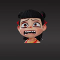 Game Movie Character With Black Hair Red Ribbon Red Yellow Outfit Fierce Expression