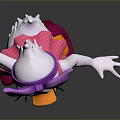 3D Cartoon Character Design With Purple Bow Pink Dress And Pink Shoes